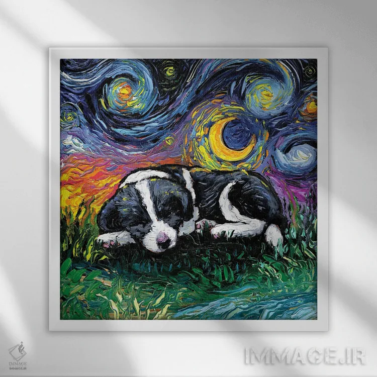 تابلو شب خوابآلود توله بردر کولی اثر آجا تریر - نمای قابدار سفید