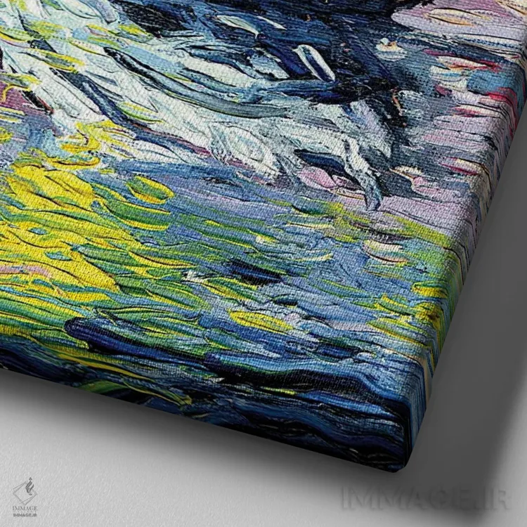 تابلو در سکوت شب اثر آجا تریر - نمای نزدیک بافت بوم