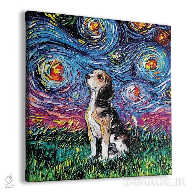 تابلو شب بیگل (نژاد سگ) اثر آجا تریر - نمای پرسپکتیو محصول