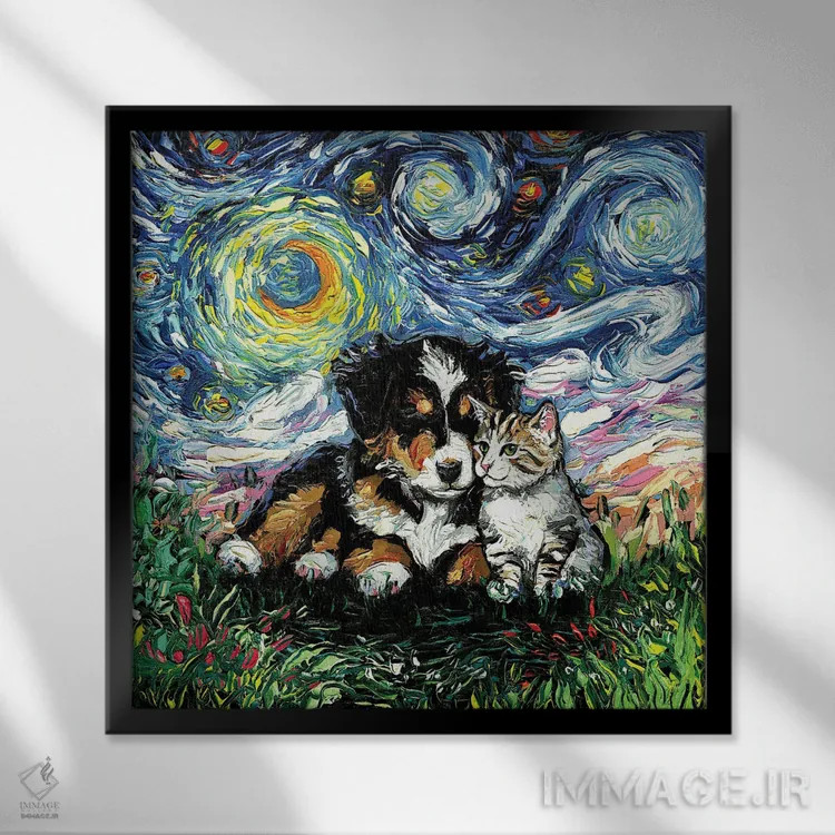 تابلو با هم بودن اثر آجا تریر - نمای قابدار مشکی