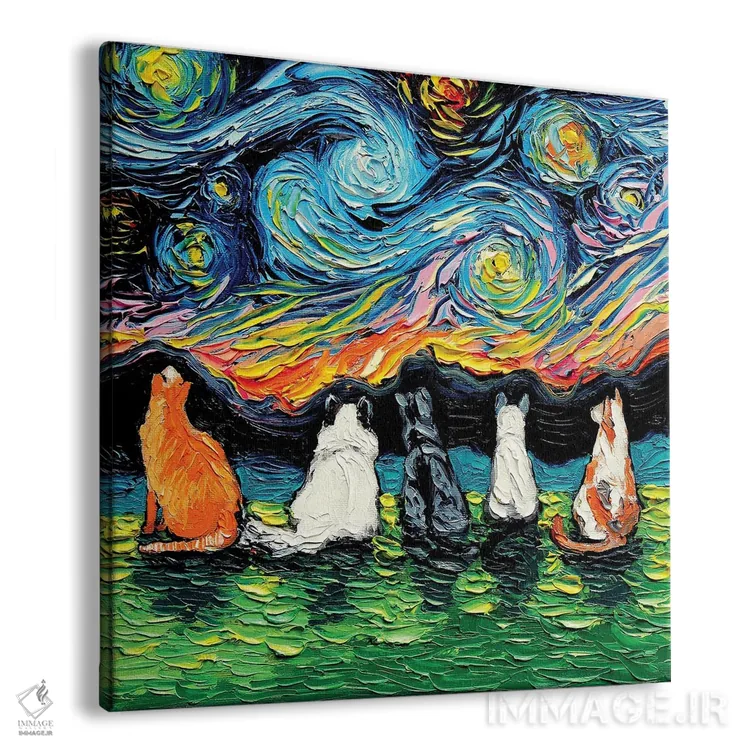 تابلو گربههای ستارهای اثر آجا تریر - نمای پرسپکتیو محصول