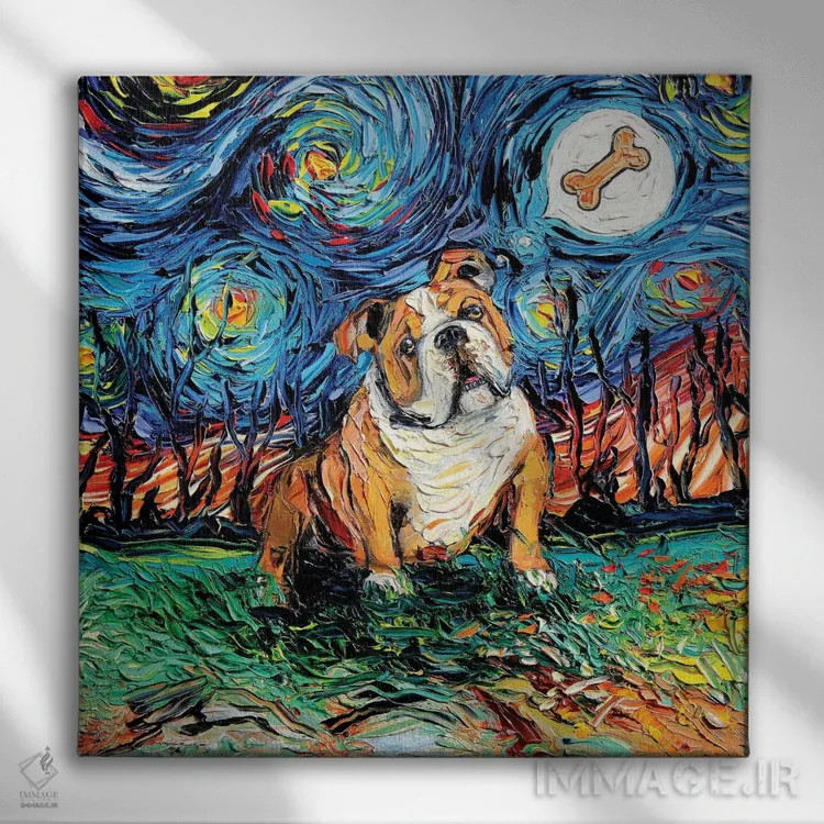 تابلو بولداگ ستارهای اثر آجا تریر - نمای روبهرو روی دیوار