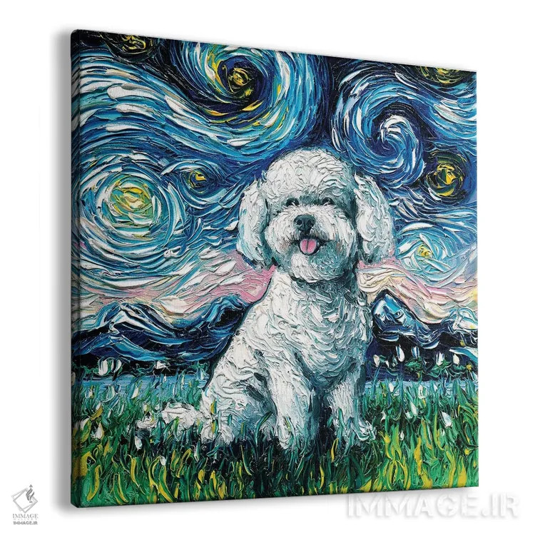 تابلو شب بیشون فریز (نژاد سگ) اثر آجا تریر - نمای پرسپکتیو محصول