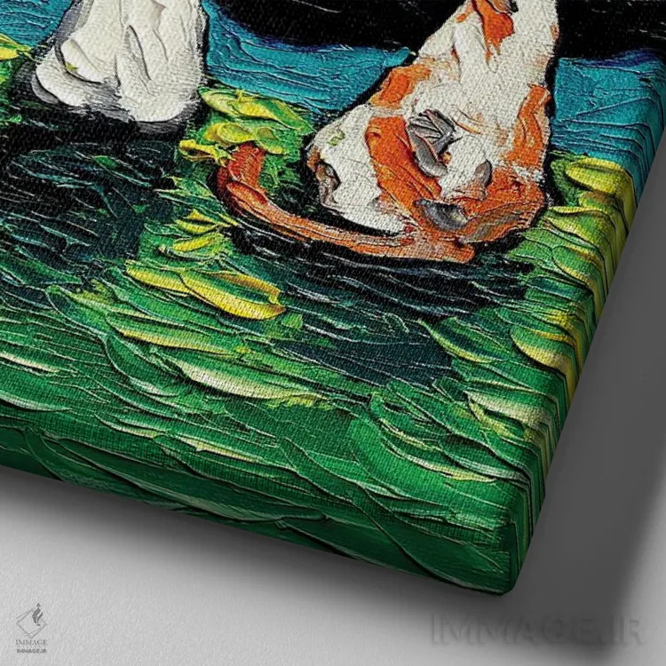 تابلو گربههای ستارهای اثر آجا تریر - نمای نزدیک بافت بوم