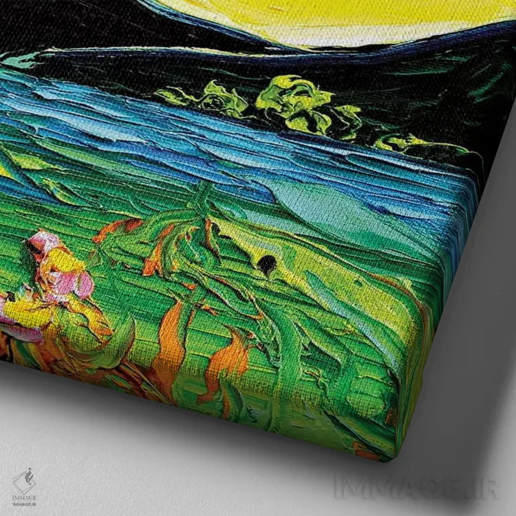 تابلو صبح پرستاره و درخشان اثر آجا تریر - نمای نزدیک بافت بوم