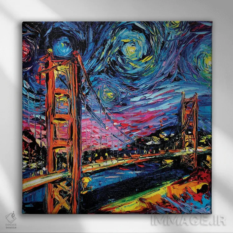 تابلو ونگوگ هرگز گلدن گیت را ندید اثر آجا تریر - نمای روبهرو روی دیوار