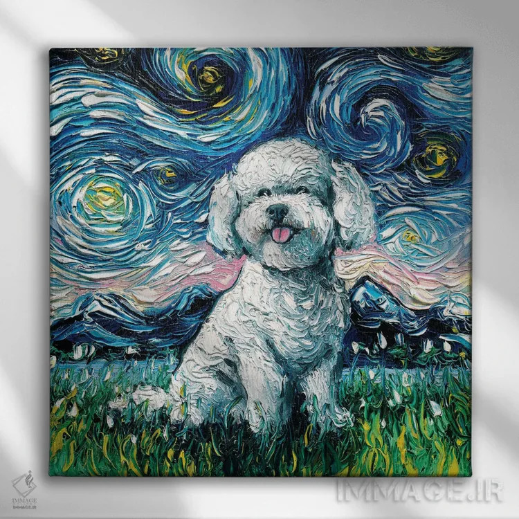 تابلو شب بیشون فریز (نژاد سگ) اثر آجا تریر - نمای روبهرو روی دیوار