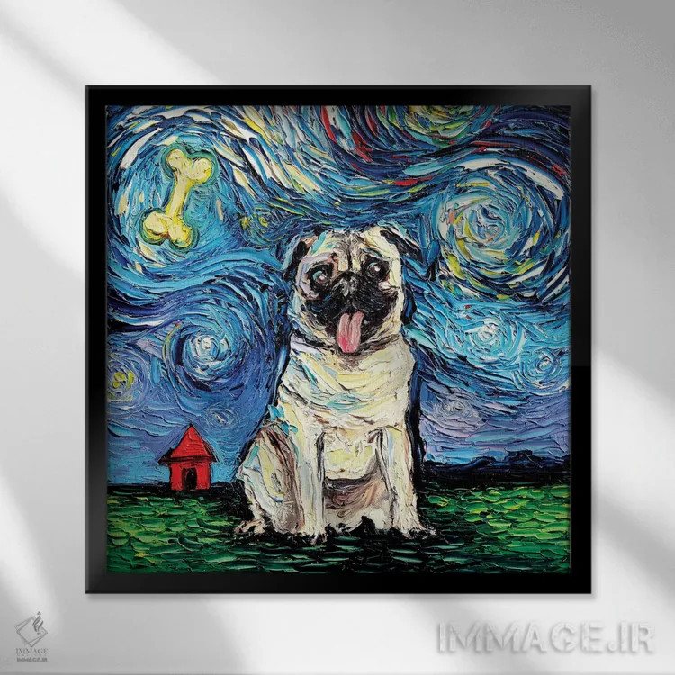 تابلو پاگ ستارهای اثر آجا تریر - نمای قابدار مشکی