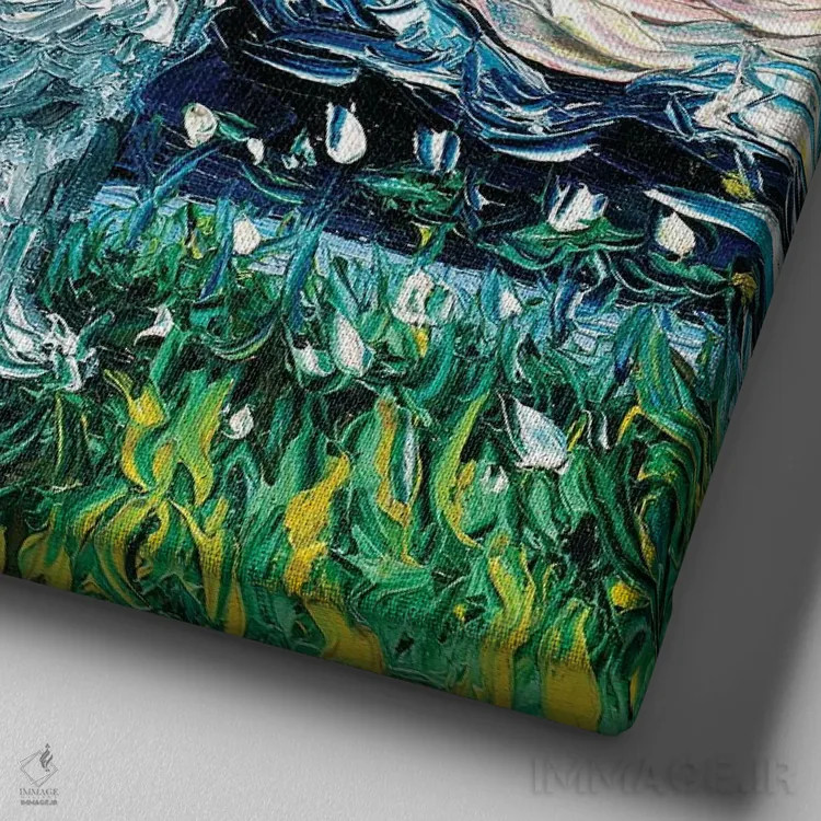 تابلو شب بیشون فریز (نژاد سگ) اثر آجا تریر - نمای نزدیک بافت بوم