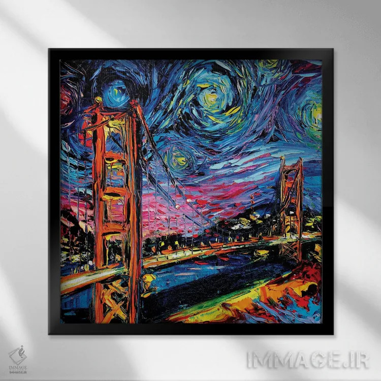 تابلو ونگوگ هرگز گلدن گیت را ندید اثر آجا تریر - نمای قابدار مشکی