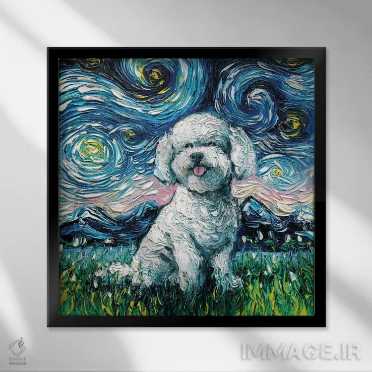 تابلو شب بیشون فریز (نژاد سگ) اثر آجا تریر - نمای قابدار مشکی