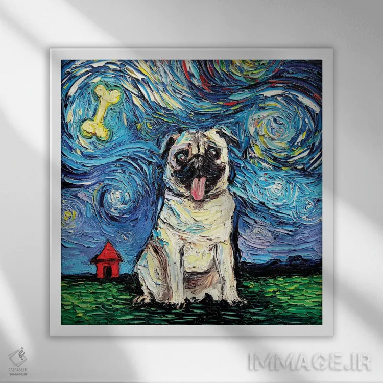 تابلو پاگ ستارهای اثر آجا تریر - نمای قابدار سفید