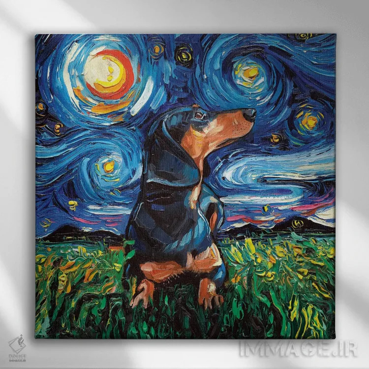 تابلو شب داشهوند سیاه و قهوهای اثر آجا تریر - نمای روبهرو روی دیوار