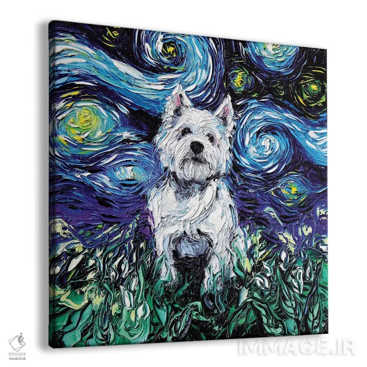 تابلو شب وستی (نژاد سگ) اثر آجا تریر - نمای پرسپکتیو محصول