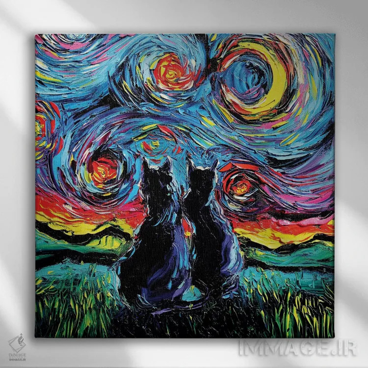 تابلو گربههای ونگوگ اثر آجا تریر - نمای روبهرو روی دیوار