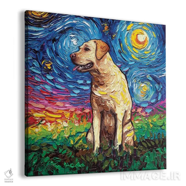 تابلو شب لابرادور زرد ۲ اثر آجا تریر - نمای پرسپکتیو محصول