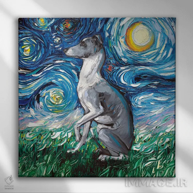 تابلو شب ویپت (نژاد سگ) اثر آجا تریر - نمای روبهرو روی دیوار