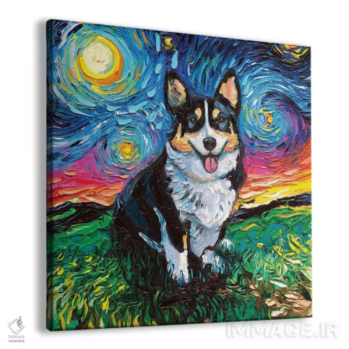 تابلو شب کورگی سهرنگ اثر آجا تریر - نمای پرسپکتیو محصول