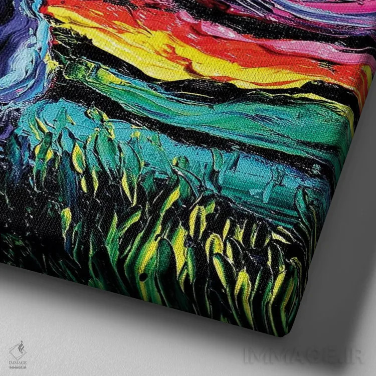 تابلو گربههای ونگوگ اثر آجا تریر - نمای نزدیک بافت بوم