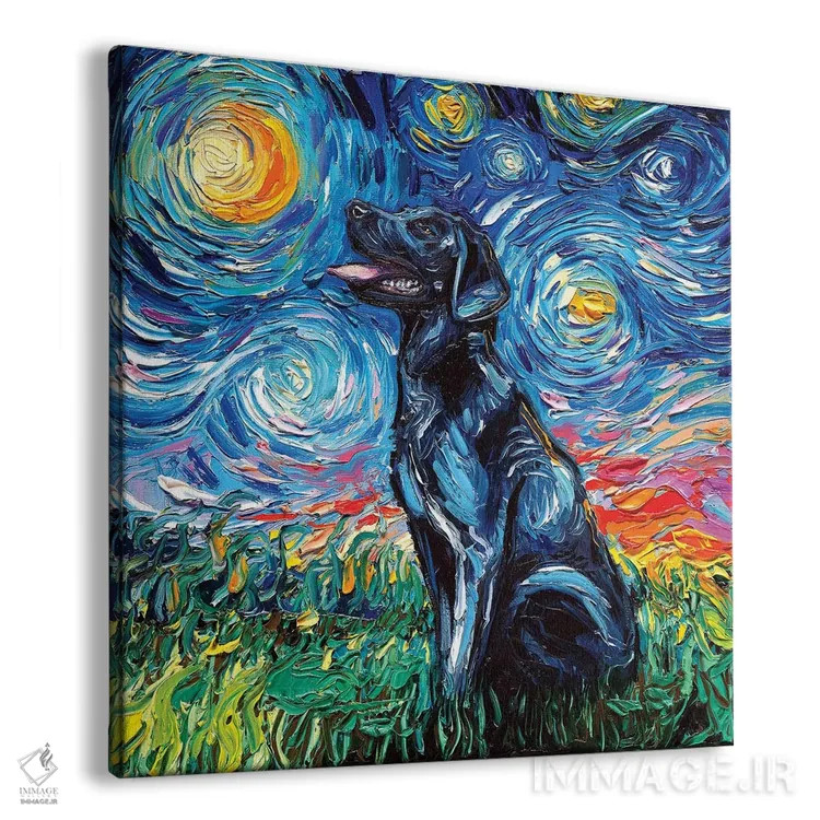 تابلو شب لابرادور سیاه ۱ اثر آجا تریر - نمای پرسپکتیو محصول