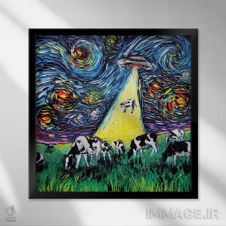 تابلو ونگوگ هرگز ربوده نشد اثر آجا تریر - نمای قابدار مشکی
