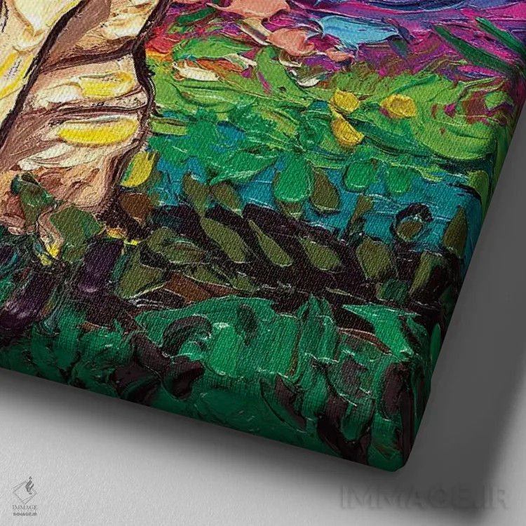 تابلو شب لابرادور زرد ۲ اثر آجا تریر - نمای نزدیک بافت بوم