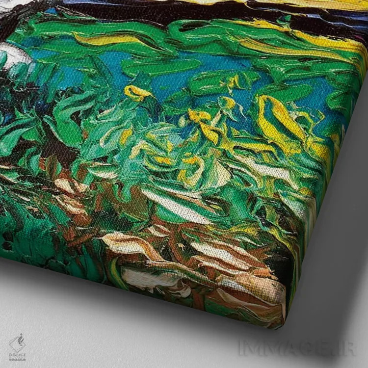 تابلو شب کورگی سهرنگ اثر آجا تریر - نمای نزدیک بافت بوم