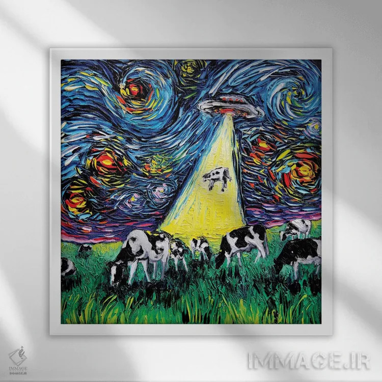 تابلو ونگوگ هرگز ربوده نشد اثر آجا تریر - نمای قابدار سفید