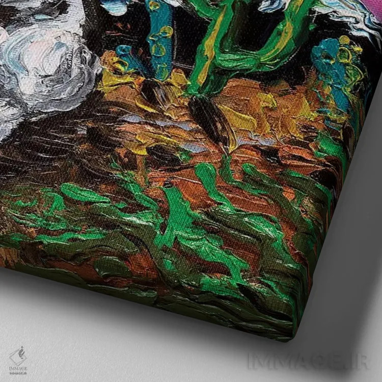 تابلو شب وایر فاکس تریر اثر آجا تریر - نمای نزدیک بافت بوم