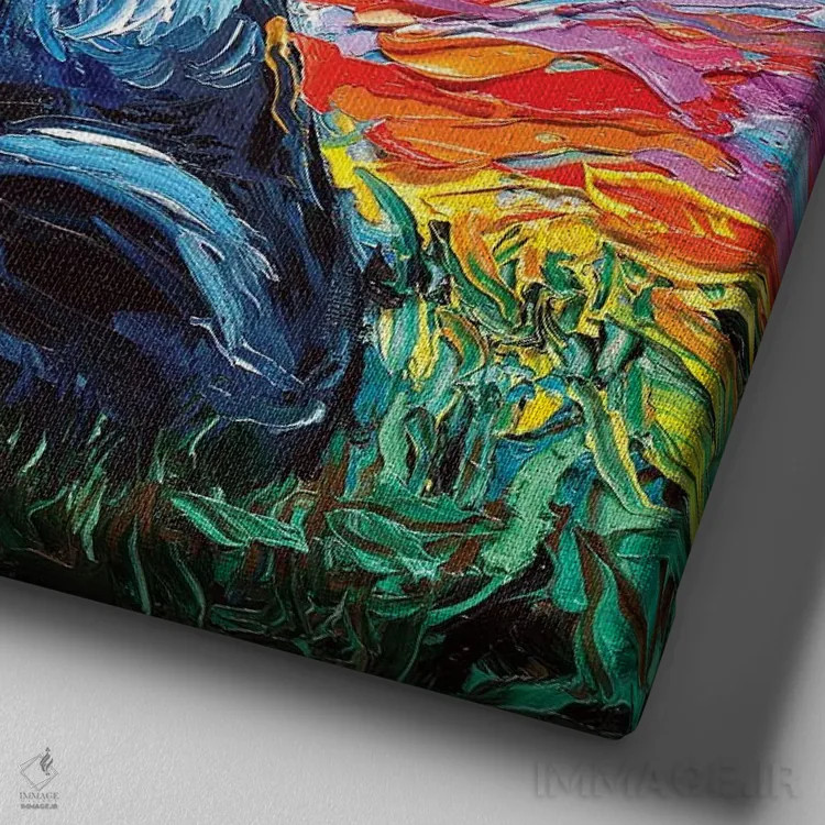 تابلو شب لابرادور سیاه ۱ اثر آجا تریر - نمای نزدیک بافت بوم