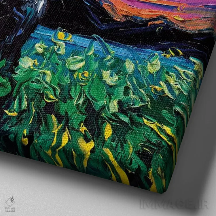 تابلو شب نیوفاندلند (نژاد سگ) اثر آجا تریر - نمای نزدیک بافت بوم