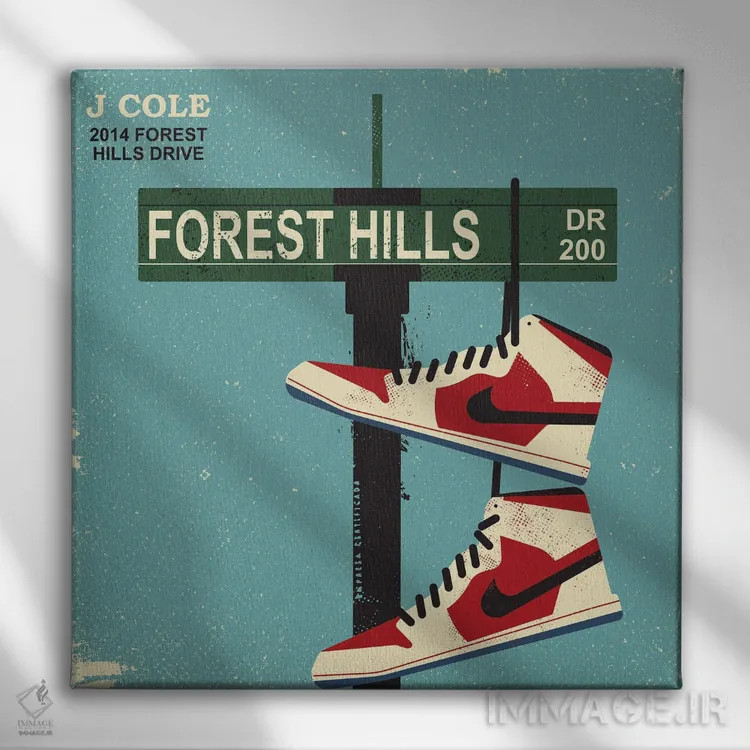 تابلو جی کول - خانه فارست هیلز ۲۰۱۴ (آلبوم موسیقی) اثر امر کاریچ - نمای روبهرو روی دیوار