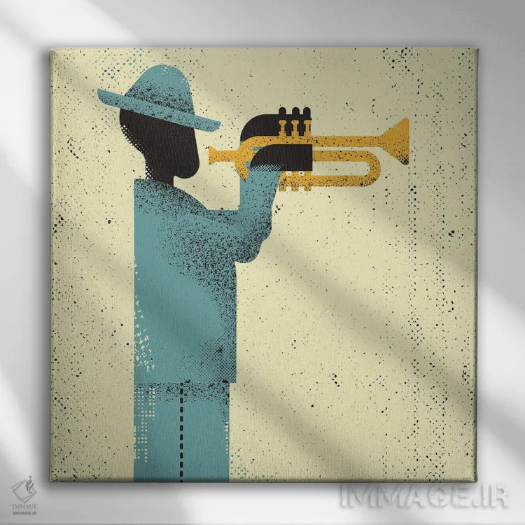 تابلو موسیقیدان جاز اثر امر کاریچ - نمای روبهرو روی دیوار