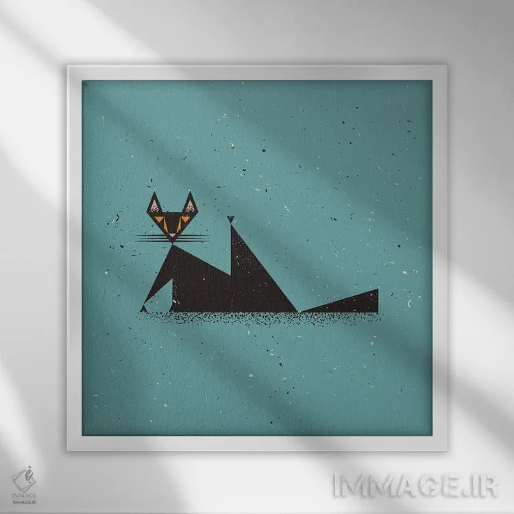 تابلو گربه سیاه اثر امر کاریچ - نمای قابدار سفید