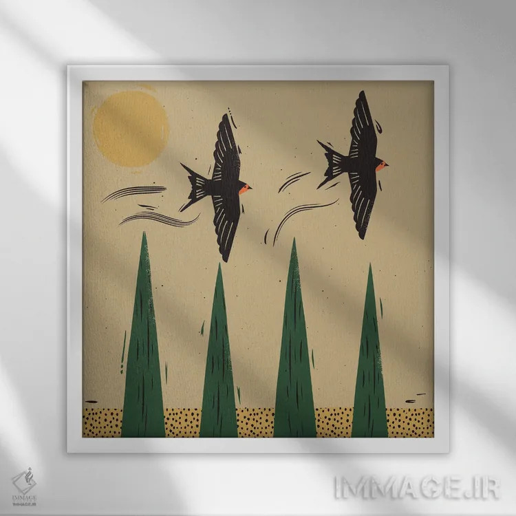 تابلو پرواز اثر امر کاریچ - نمای قابدار سفید