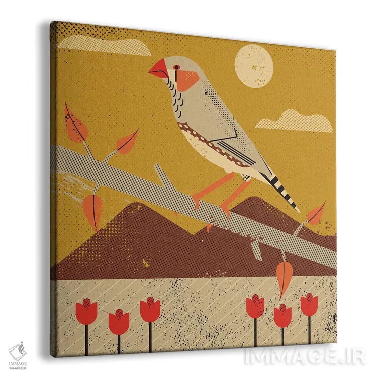 تابلو فنچ گورخری (پرنده) اثر امر کاریچ - نمای پرسپکتیو محصول