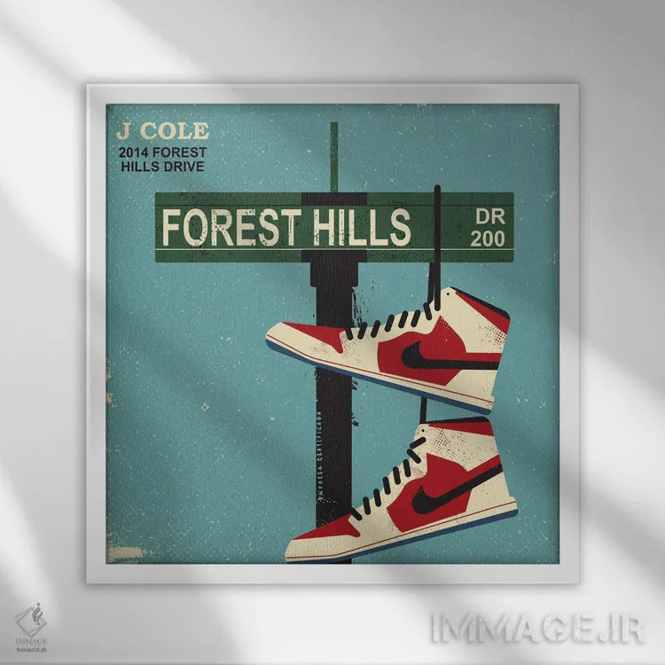 تابلو جی کول - خانه فارست هیلز ۲۰۱۴ (آلبوم موسیقی) اثر امر کاریچ - نمای قابدار سفید