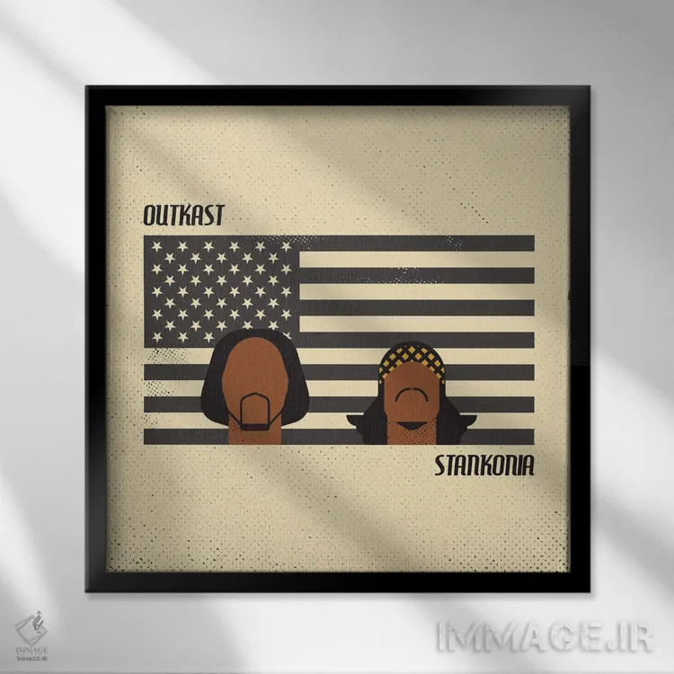 تابلو آوتکست استانکونیا (آلبوم موسیقی هیپهاپ) اثر امر کاریچ - نمای قابدار مشکی