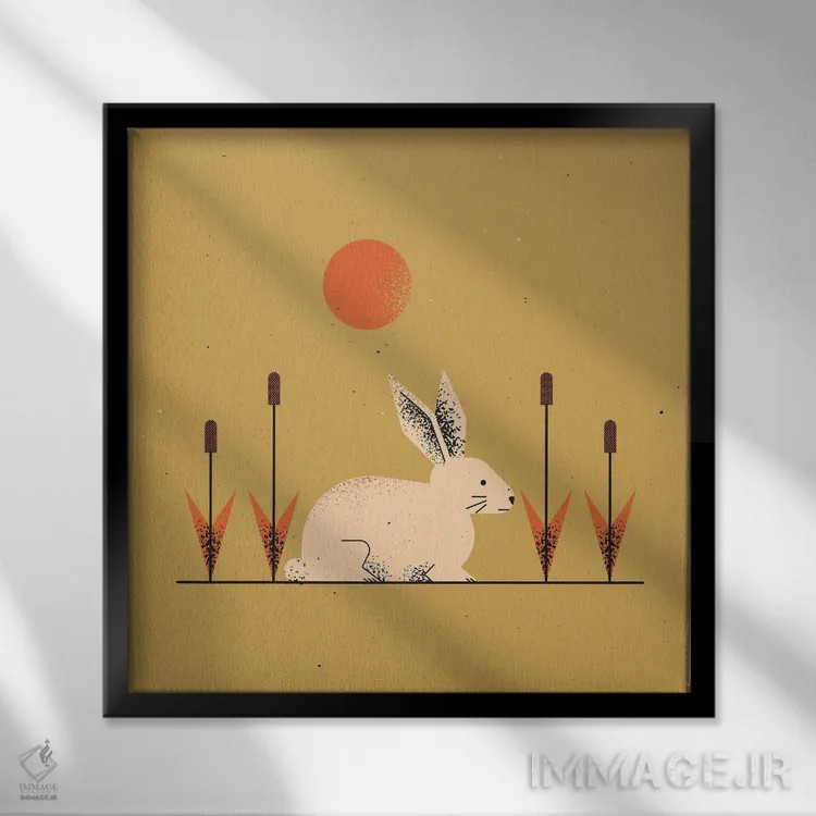 تابلو خرگوش سفید اثر امر کاریچ - نمای قابدار مشکی