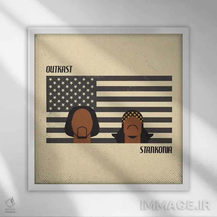 تابلو آوتکست استانکونیا (آلبوم موسیقی هیپهاپ) اثر امر کاریچ - نمای قابدار سفید