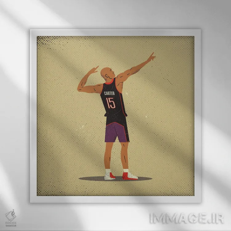 تابلو وینس کارتر (بازیکن بسکتبال) اثر امر کاریچ - نمای قابدار سفید