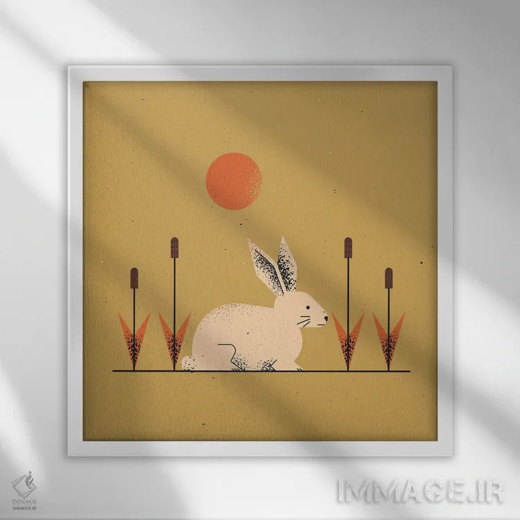 تابلو خرگوش سفید اثر امر کاریچ - نمای قابدار سفید