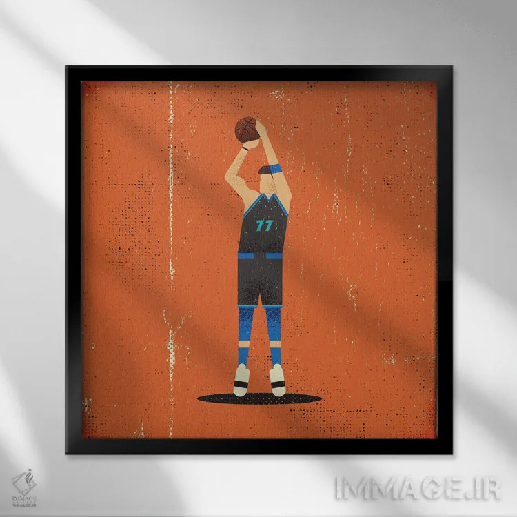 تابلو لوکا دونچیچ (بازیکن بسکتبال) اثر امر کاریچ - نمای قابدار مشکی
