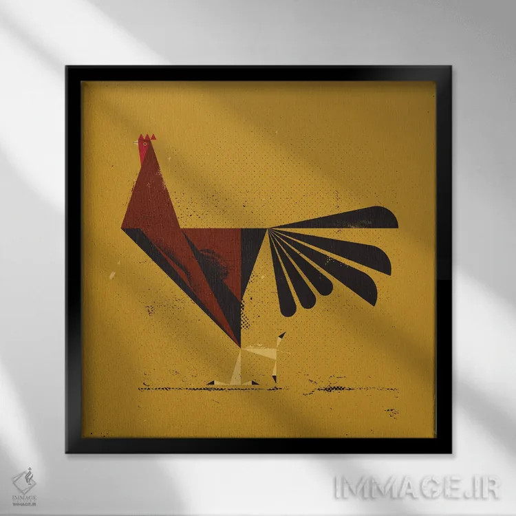 تابلو خروس اثر امر کاریچ - نمای قابدار مشکی