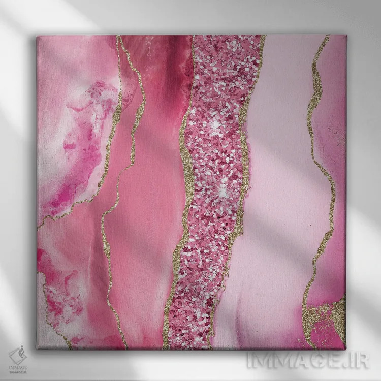 تابلو بافت درخشان و تلالؤ عقیق شماره ۵ اثر آلوک دیزاین - نمای روبهرو روی دیوار