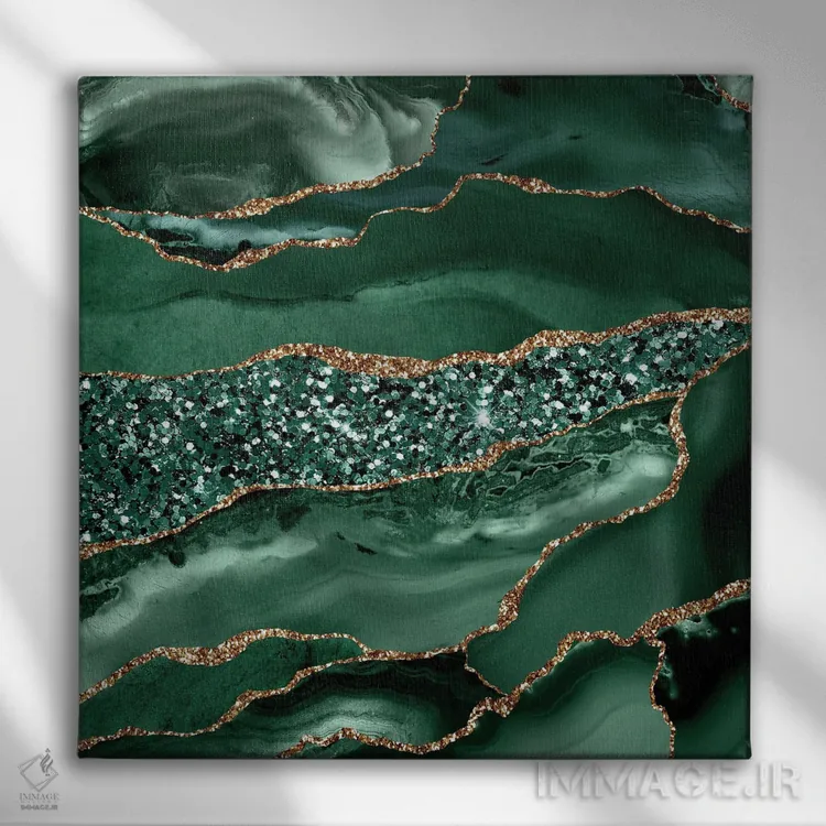 تابلو بافت عقیق درخشان اقیانوس شماره ۱۶ اثر آلوک دیزاین - نمای روبهرو روی دیوار