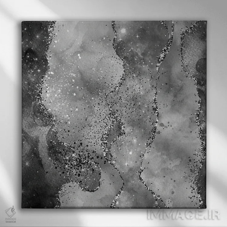 تابلو بافت عقیق مشکی براق شماره ۲ اثر آلوک دیزاین - نمای روبهرو روی دیوار