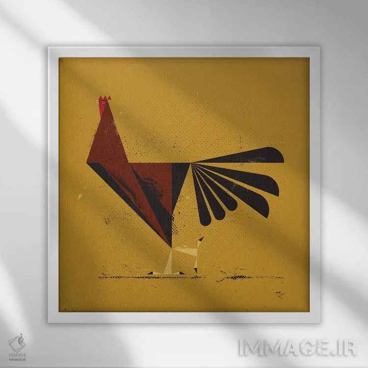 تابلو خروس اثر امر کاریچ - نمای قابدار سفید