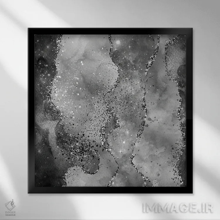 تابلو بافت عقیق مشکی براق شماره ۲ اثر آلوک دیزاین - نمای قابدار مشکی