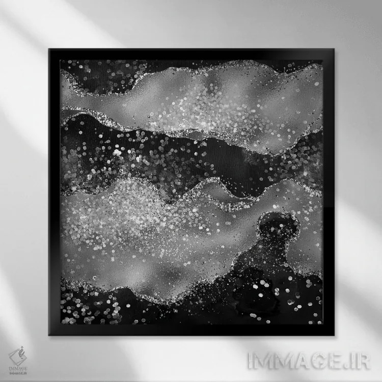 تابلو بافت عقیق مشکی براق شماره ۳ اثر آلوک دیزاین - نمای قابدار مشکی